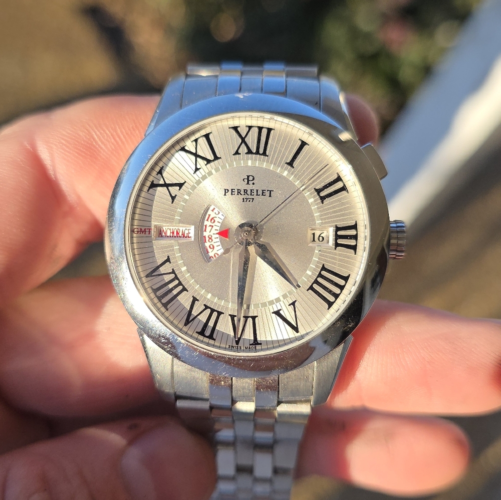 Perrelet Stainless Watch with Roman Numerals and Date Display - Picture 9 of 9